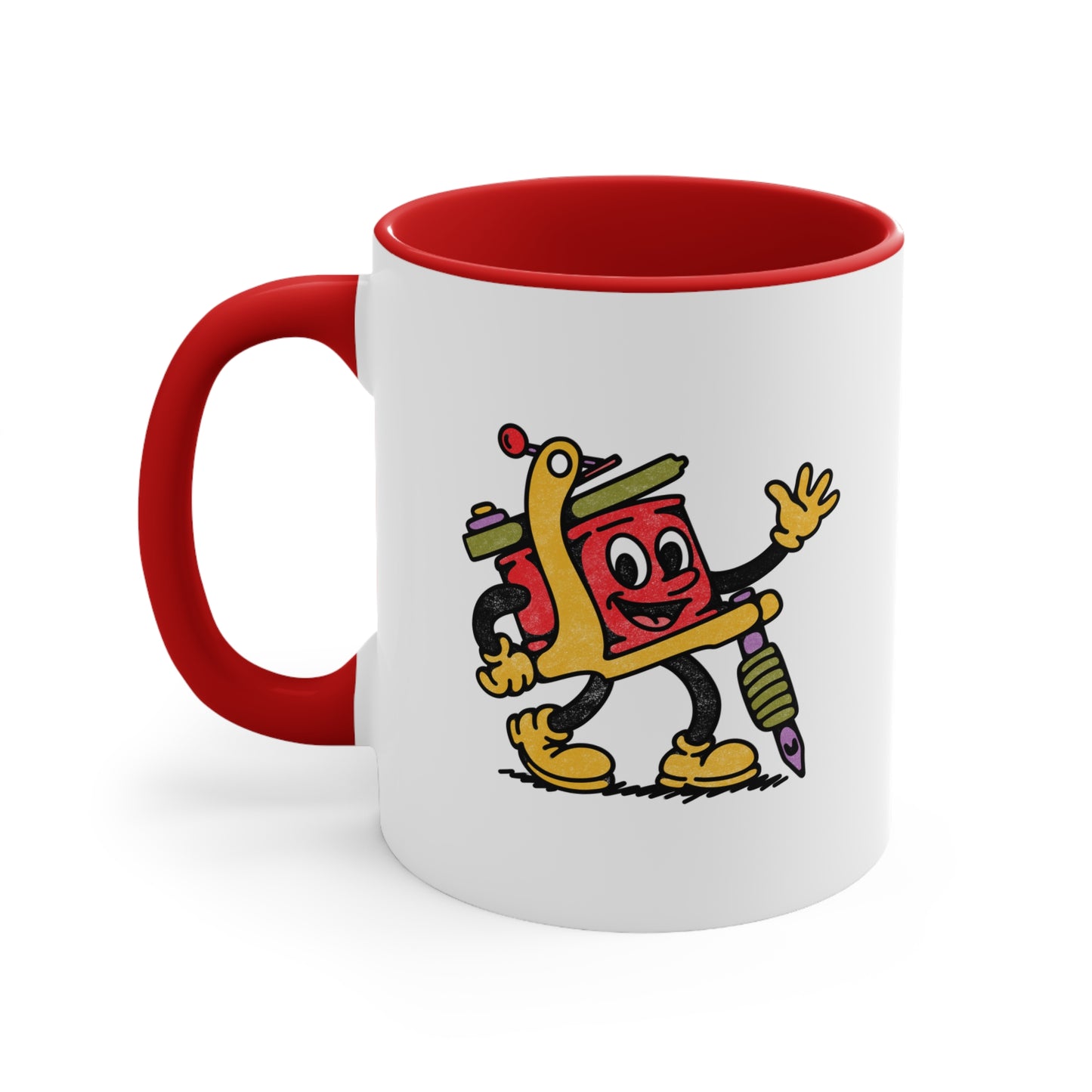 Round Shader Club Coffee Mug – Cartoon Coil Machine Edition