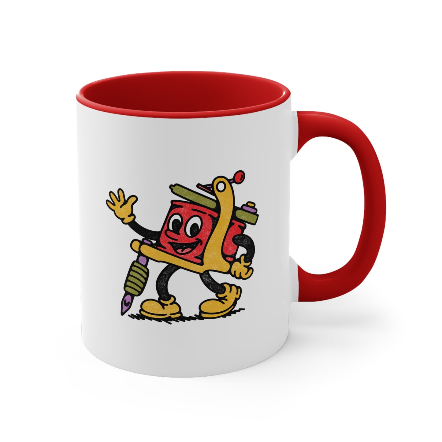 Round Shader Club Coffee Mug – Cartoon Coil Machine Edition
